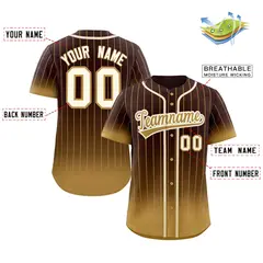 Brown Old Gold-Cream Gradient Stripe Baseball Jersey 2