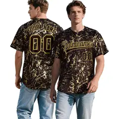 Brown Old Gold Shiny Gold Cracked Texture Baseball Jersey 1