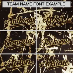 Brown Old Gold Shiny Gold Cracked Texture Baseball Jersey 4