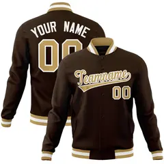 Brown Old Gold-White Varsity Full-Snap Letterman Jacket 1
