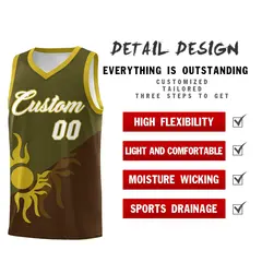 Brown Olive Radiant Sun Two Tone Uniform Basketball Jersey 3