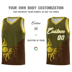Brown Olive Radiant Sun Two Tone Uniform Basketball Jersey 4