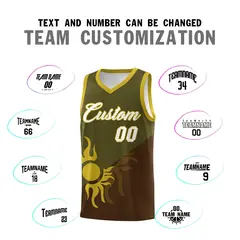 Brown Olive Radiant Sun Two Tone Uniform Basketball Jersey 5