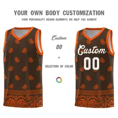 Brown Orange Cashew Pattern Basketball Jersey 10