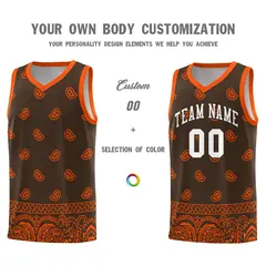 Brown Orange Cashew Pattern Basketball Jersey 17