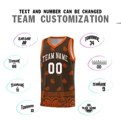 Brown Orange Cashew Pattern Basketball Jersey 18