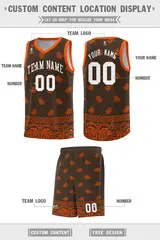Brown Orange Cashew Pattern Basketball Jersey 19