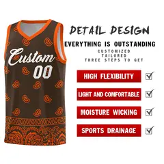 Brown Orange Cashew Pattern Basketball Jersey 2