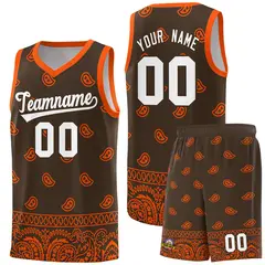 Brown Orange Cashew Pattern Basketball Jersey 22