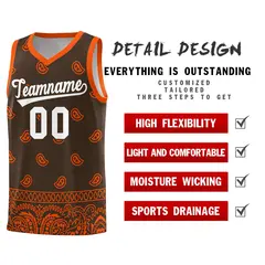 Brown Orange Cashew Pattern Basketball Jersey 23