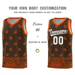 Brown Orange Cashew Pattern Basketball Jersey 24