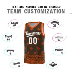 Brown Orange Cashew Pattern Basketball Jersey 25