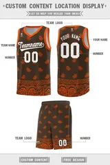 Brown Orange Cashew Pattern Basketball Jersey 26