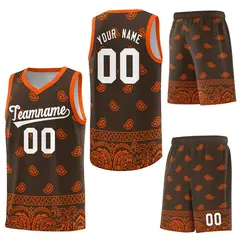 Brown Orange Cashew Pattern Basketball Jersey 27