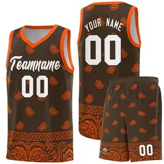Brown Orange Cashew Pattern Basketball Jersey 29