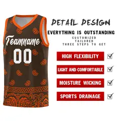 Brown Orange Cashew Pattern Basketball Jersey 30