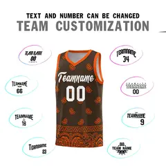Brown Orange Cashew Pattern Basketball Jersey 32