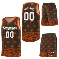 Brown Orange Cashew Pattern Basketball Jersey 34