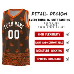 Brown Orange Cashew Pattern Basketball Jersey 37