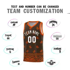 Brown Orange Cashew Pattern Basketball Jersey 39