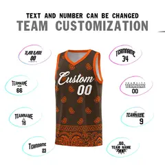 Brown Orange Cashew Pattern Basketball Jersey 4