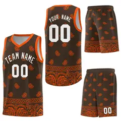 Brown Orange Cashew Pattern Basketball Jersey 41