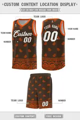 Brown Orange Cashew Pattern Basketball Jersey 5