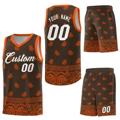 Brown Orange Cashew Pattern Basketball Jersey 6