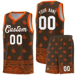 Brown Orange Cashew Pattern Basketball Jersey 8