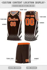 Brown Orange Diamond Pattern Side Slash Basketball Jersey 2