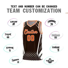 Brown Orange Diamond Pattern Side Slash Basketball Jersey 3