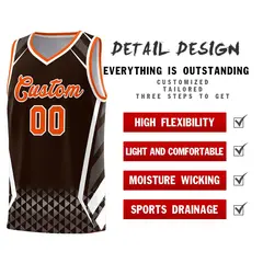 Brown Orange Diamond Pattern Side Slash Basketball Jersey 4