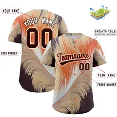 Brown Orange Fluid Feather Graffiti Baseball Jersey 2