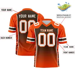 Brown Orange Gradient Side Pattern Authentic Football Jersey 2
