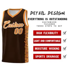Brown Orange Indians Pattern Basketball Jersey 2