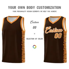 Brown Orange Indians Pattern Basketball Jersey 3