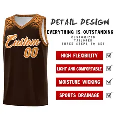 Brown Orange Indians Print Basketball Uniform Jersey 2