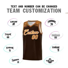 Brown Orange Indians Print Basketball Uniform Jersey 4