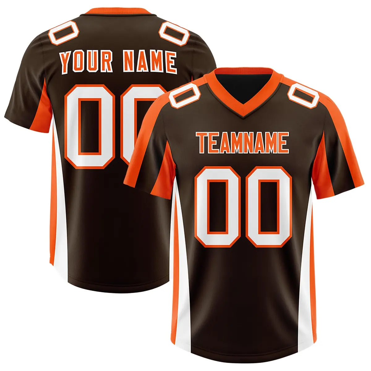Brown Orange Side Stripe Authentic Football Jersey