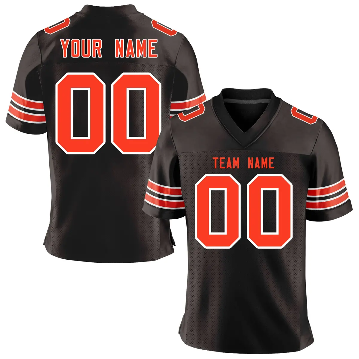 Brown Orange-White Classic Mesh Authentic Football Jersey