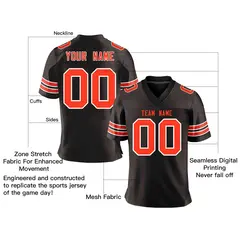 Brown Orange-White Classic Mesh Authentic Football Jersey 2