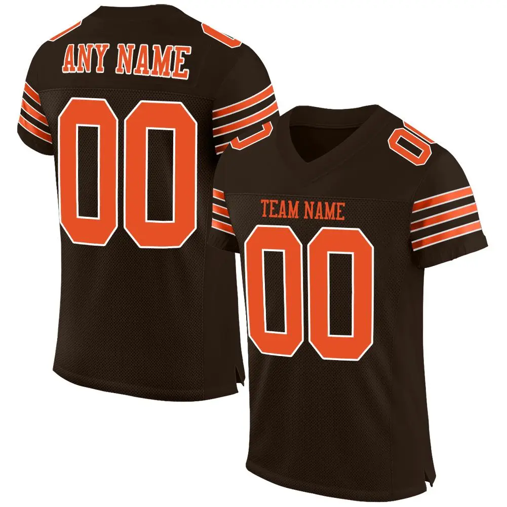 Brown Orange-White Classic Mesh Football Jersey