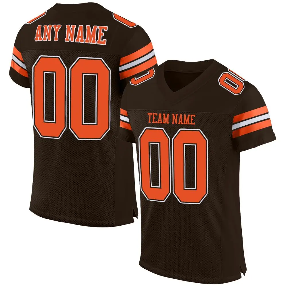 Brown Orange-White Classic Mesh Football Jersey