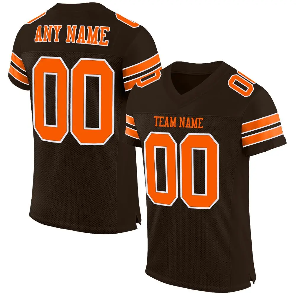 Brown Orange-White Classic Mesh Football Jersey