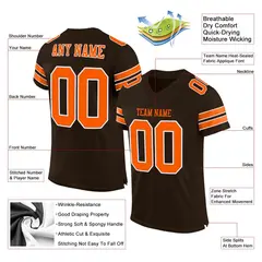Brown Orange-White Classic Mesh Football Jersey 2