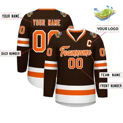 Brown Orange-White Classic Style Hockey Jersey 2