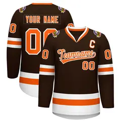 Brown Orange-White Classic Style Hockey Jersey 1