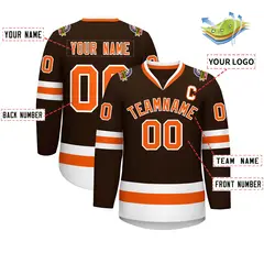 Brown Orange-White Classic Style Hockey Jersey 2