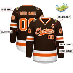 Brown Orange-White Classic Style Hockey Jersey 2