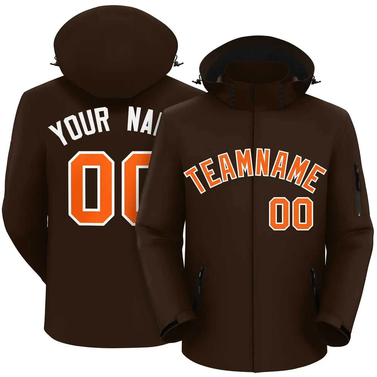 Brown Orange-White Classic Waterproof Jacket
